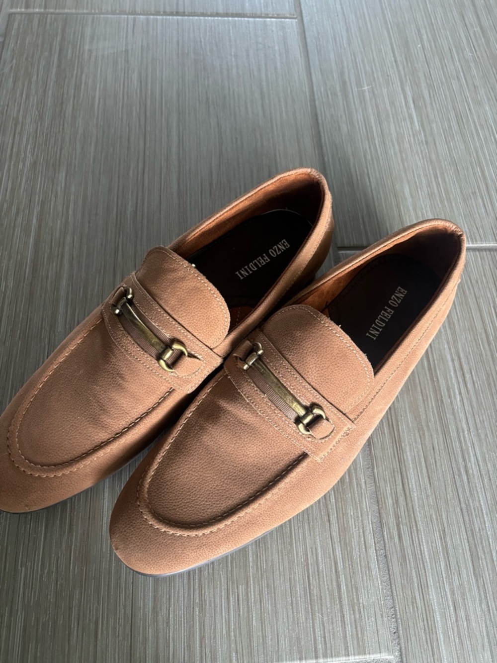 Bellini Men's Tan Suede Bit-Trim Slip-On Loafers